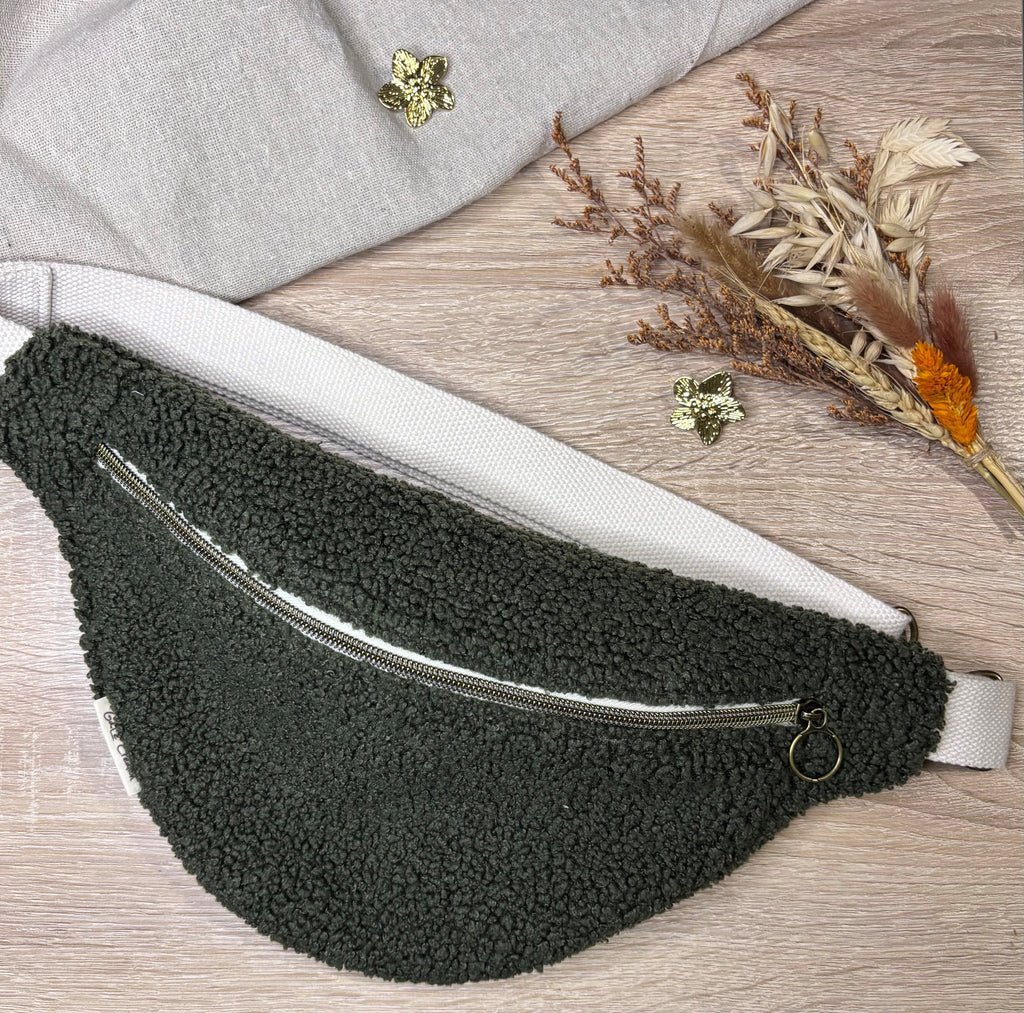 Sac banane bouclettes kaki