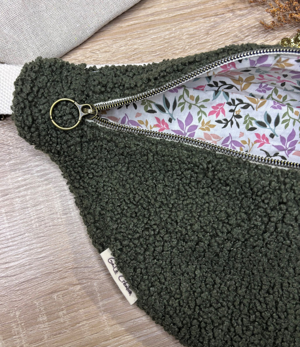 Sac banane bouclettes kaki