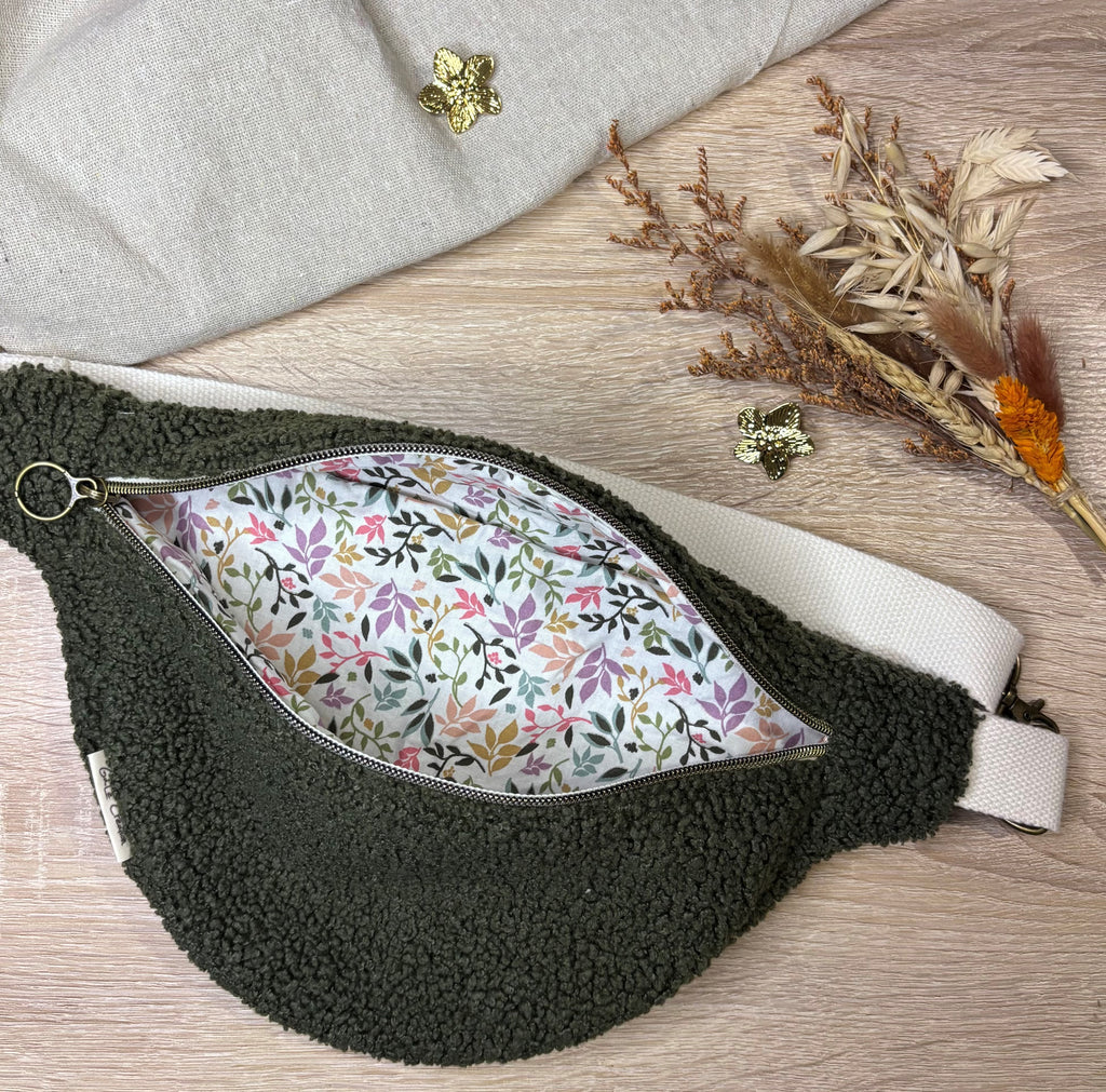 Sac banane bouclettes kaki