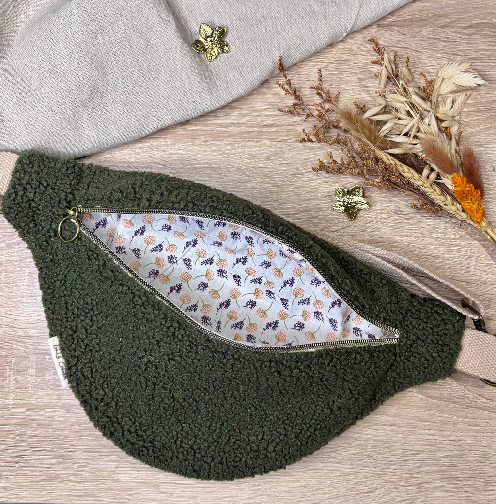 Sac banane bouclettes kaki