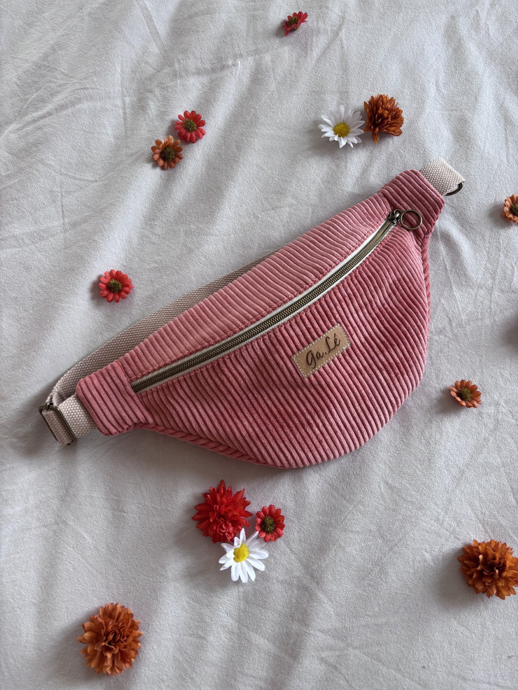 Sac banane velours rose blush