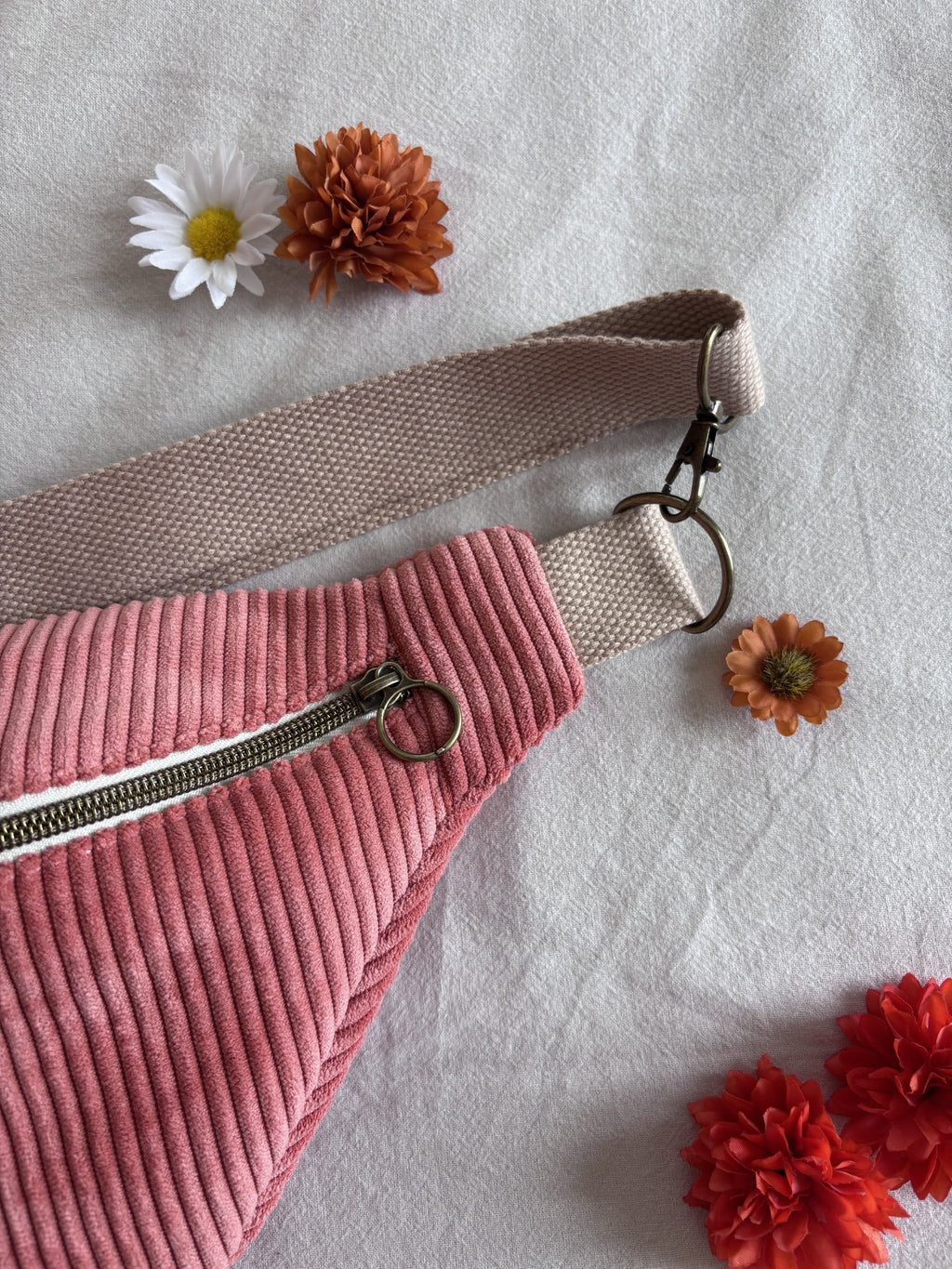 Sac banane velours rose blush