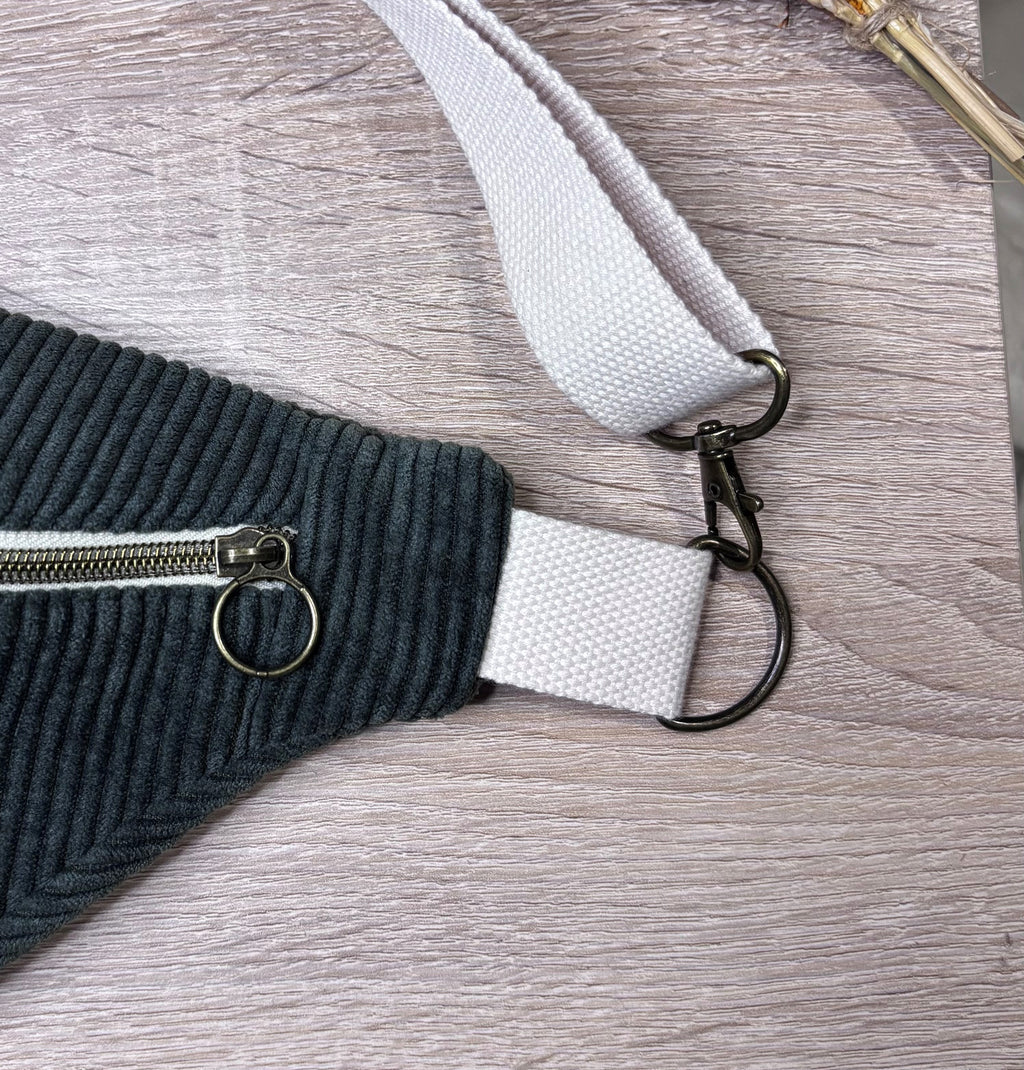 Sac banane velours côtelé kaki