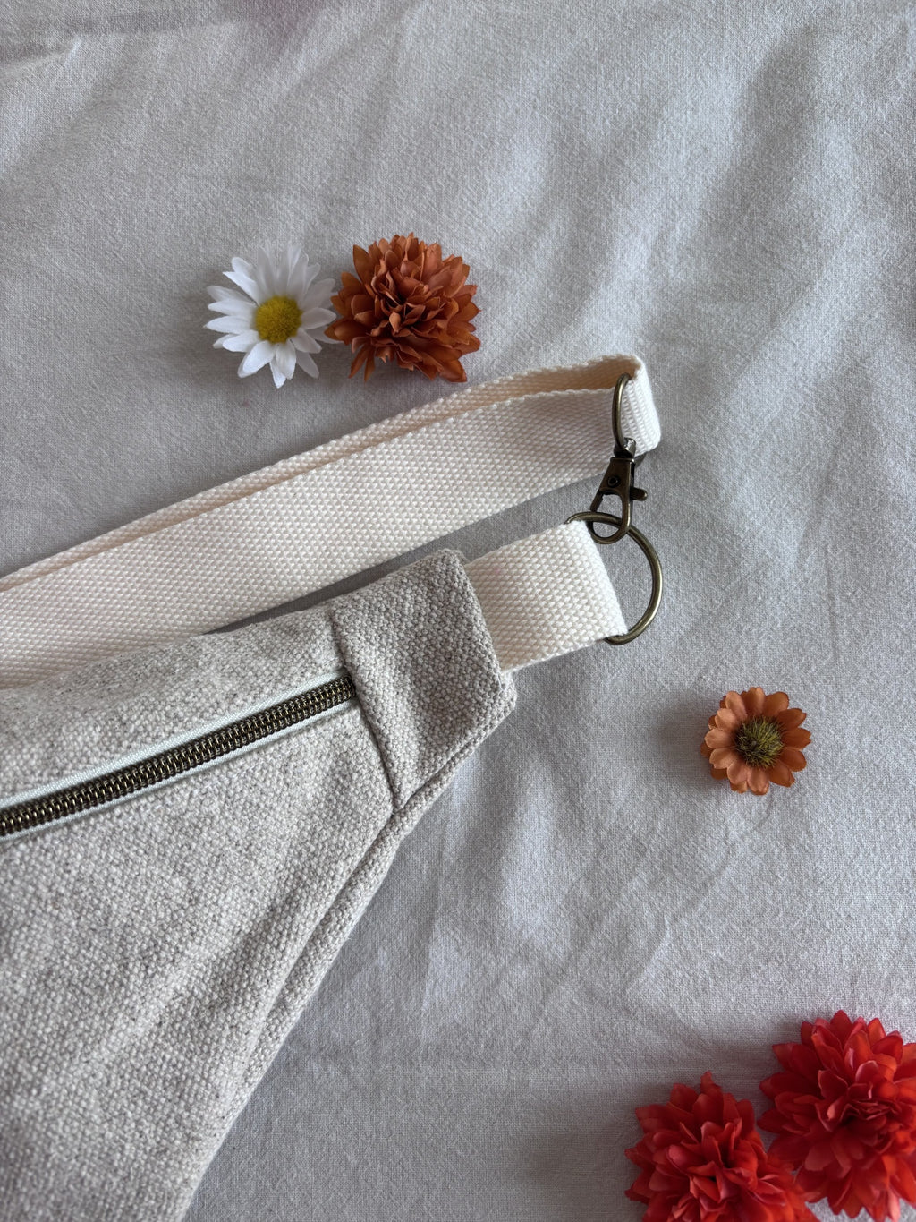 Sac banane coton texturé beige