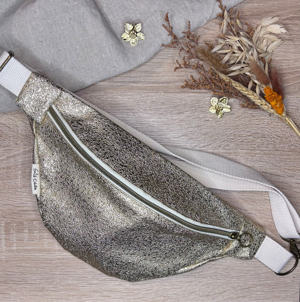 Sac banane similicuir dorée