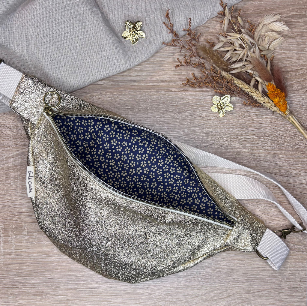 Sac banane similicuir dorée