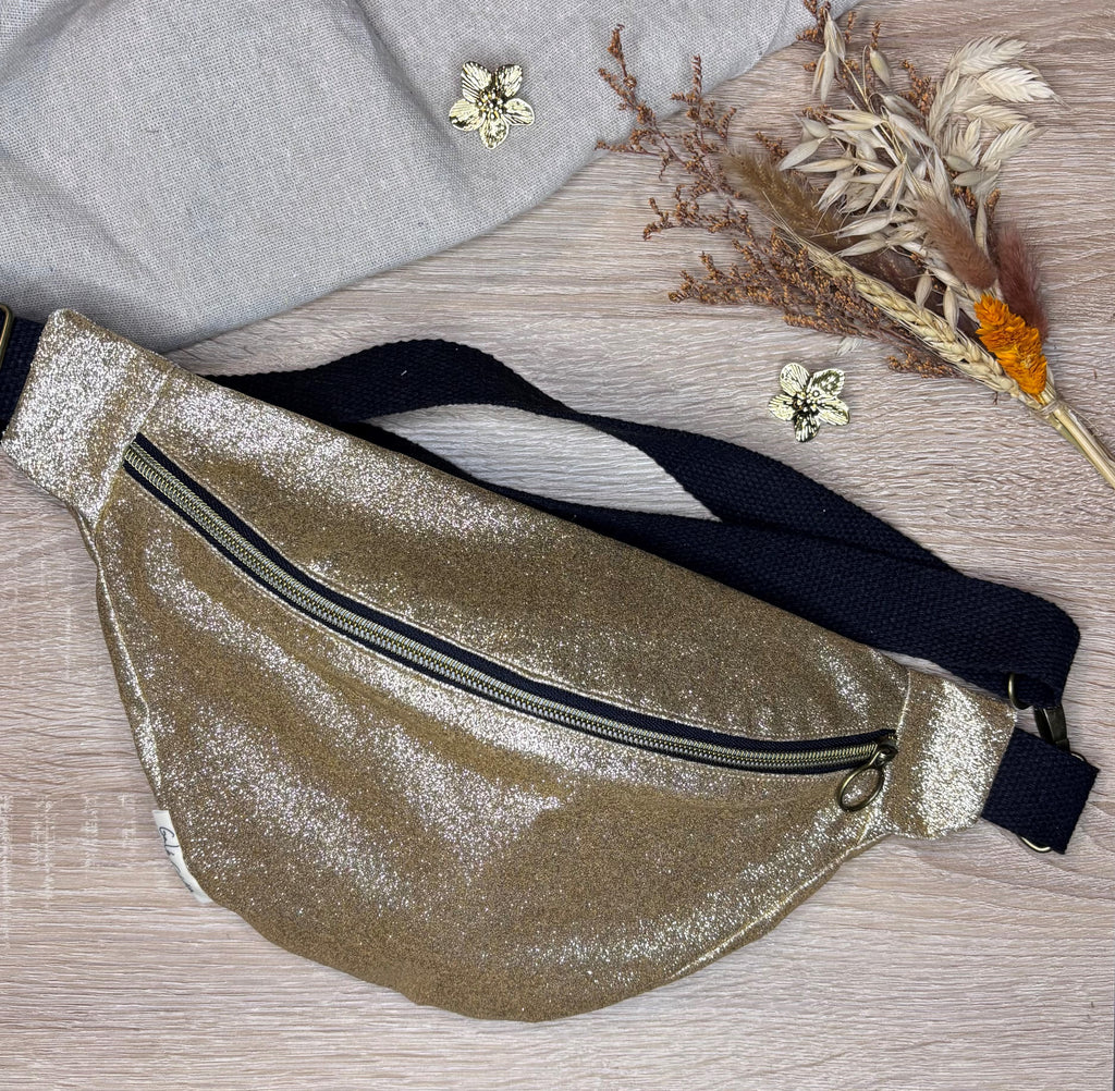 Sac banane similicuir doré