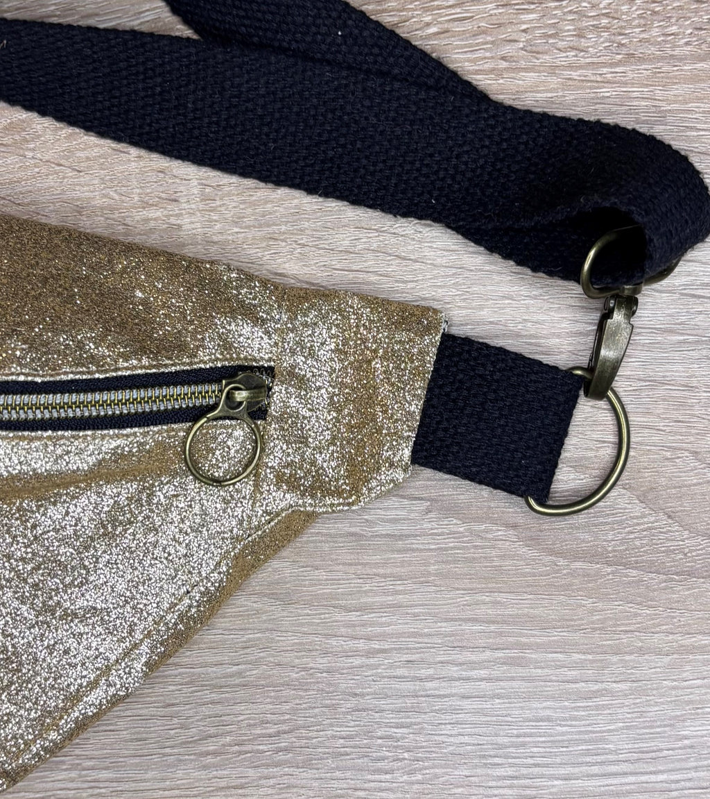 Sac banane similicuir doré