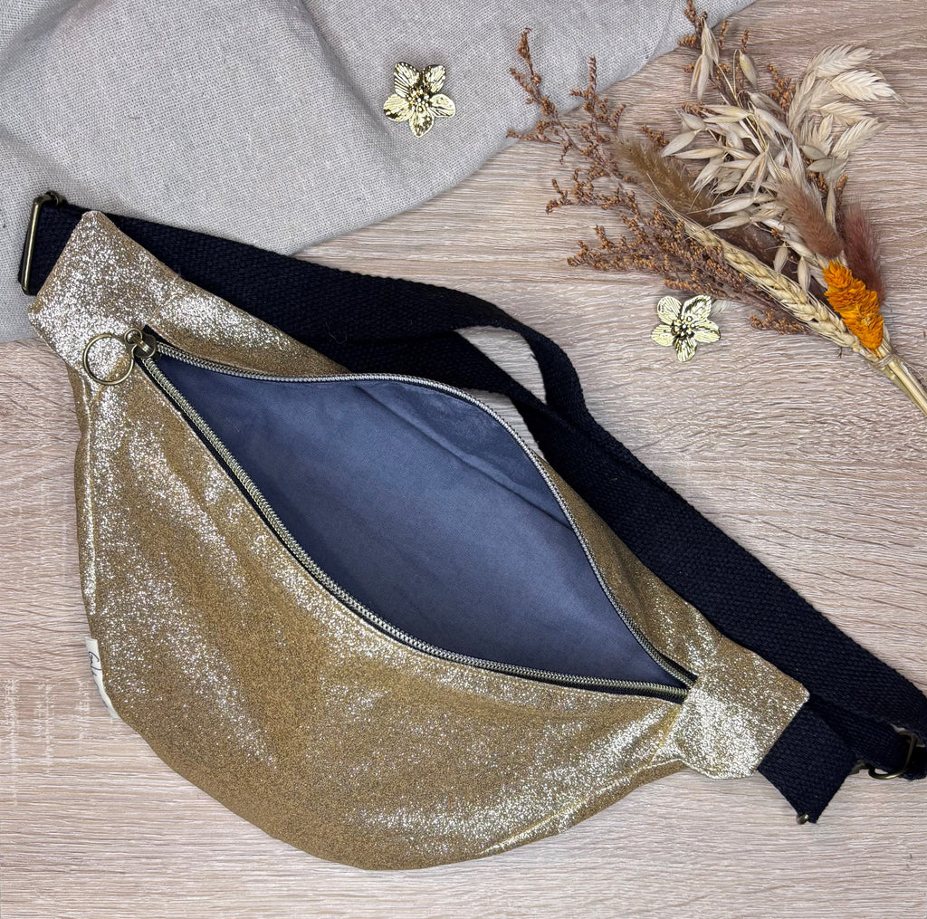 Sac banane similicuir doré