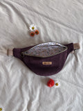 Sac banane velours prune + POCHE