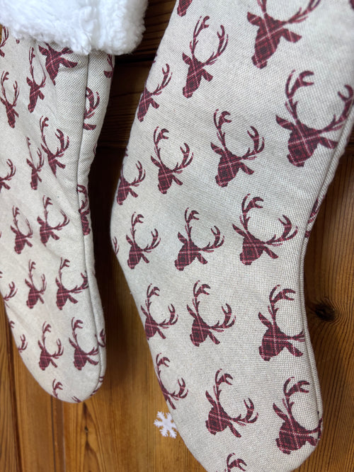 Chaussette de Noël cerf rouge