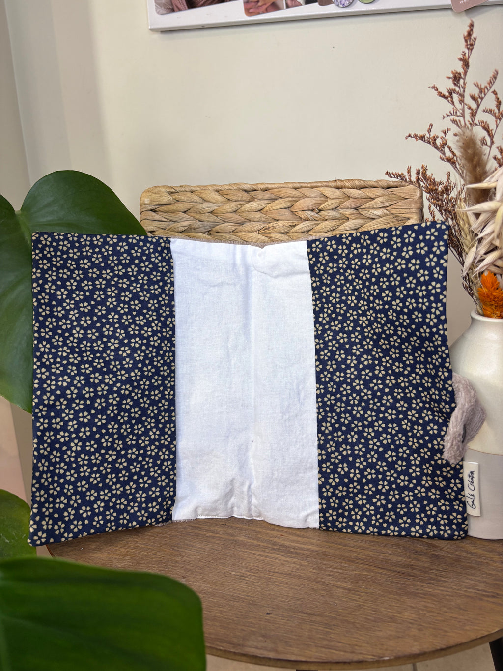 Protège carnet de santé beige et marine