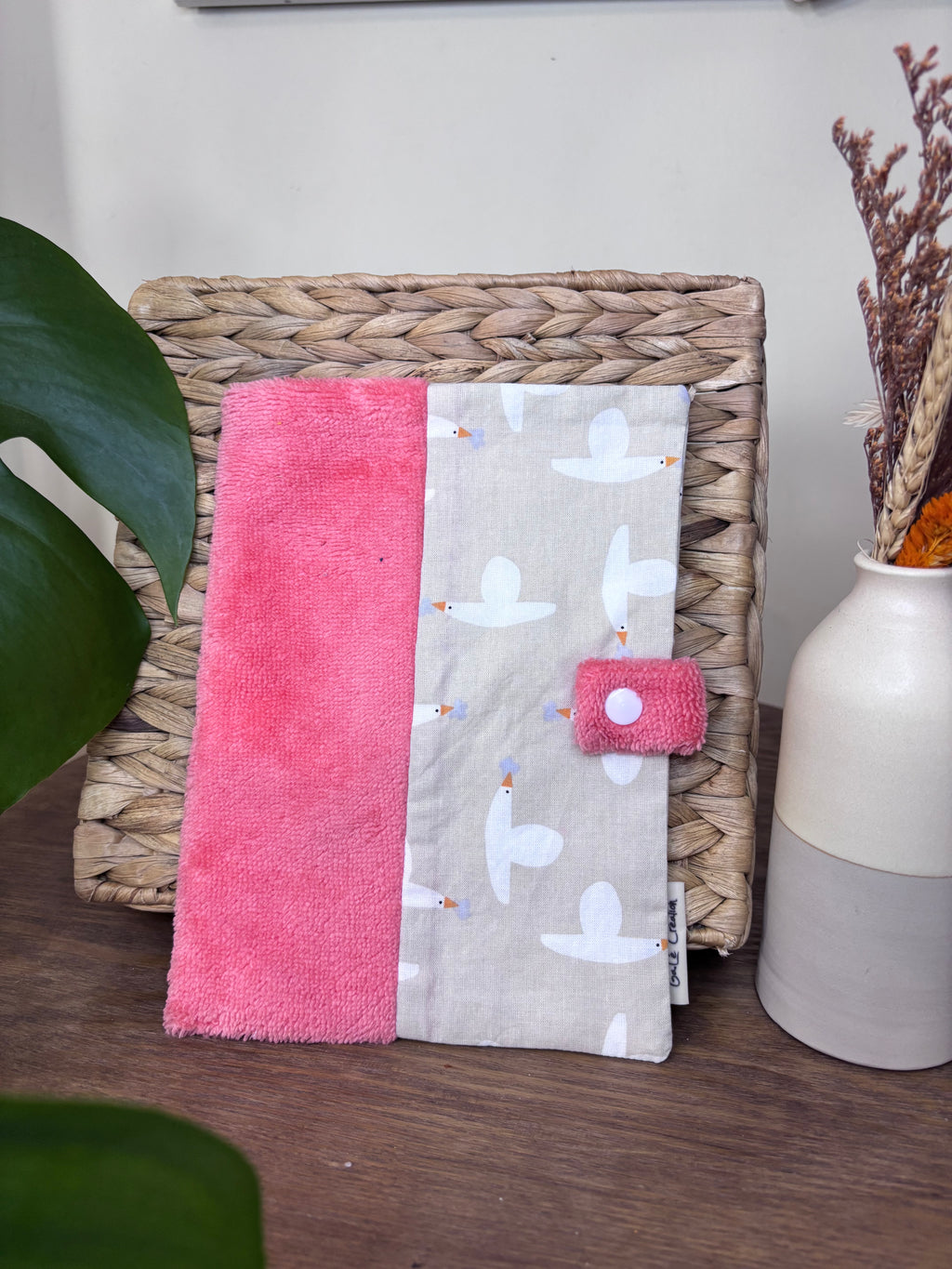 Protège carnet de santé rose et oiseaux