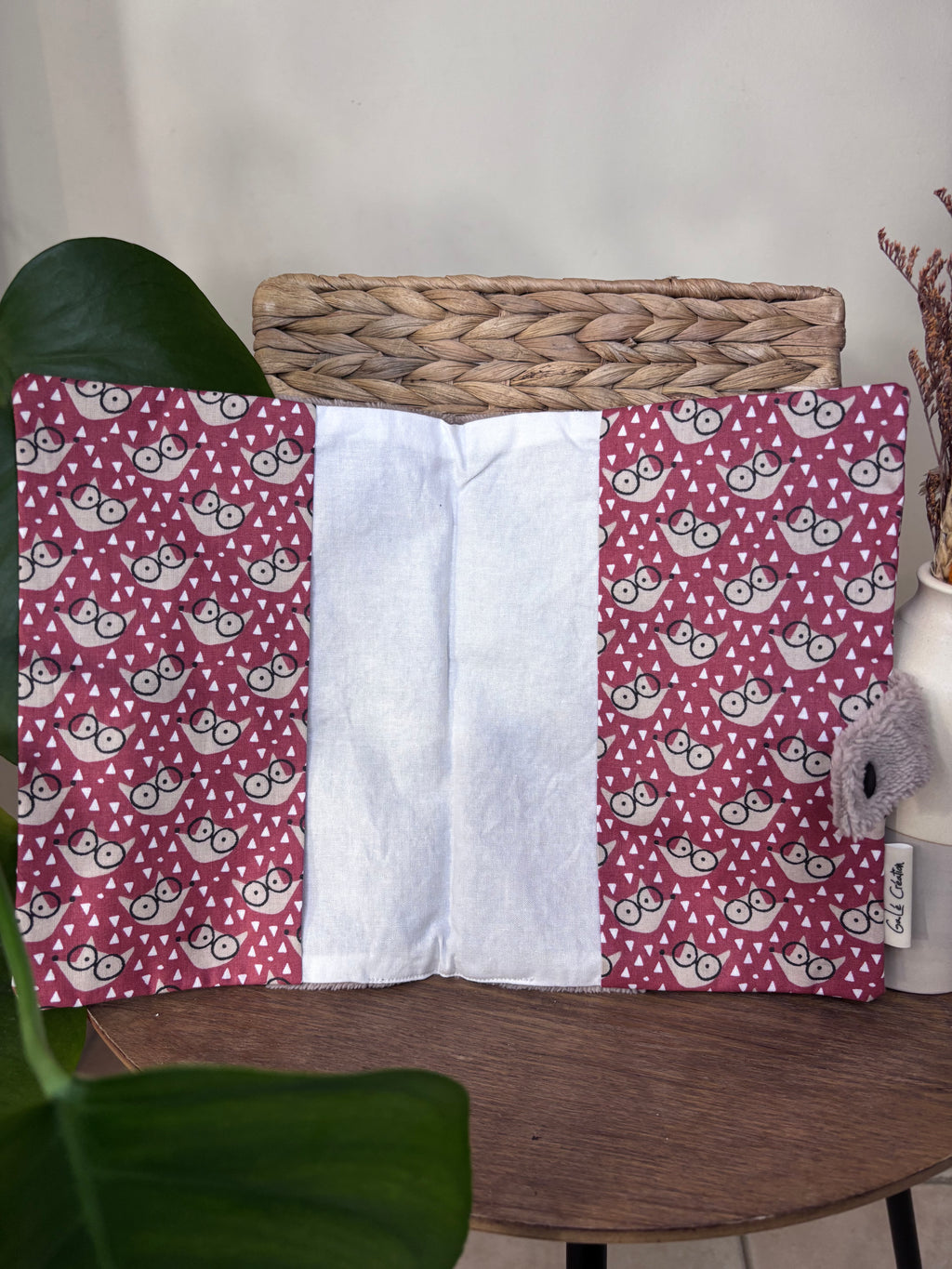 Protège carnet de santé beige et tête de renard