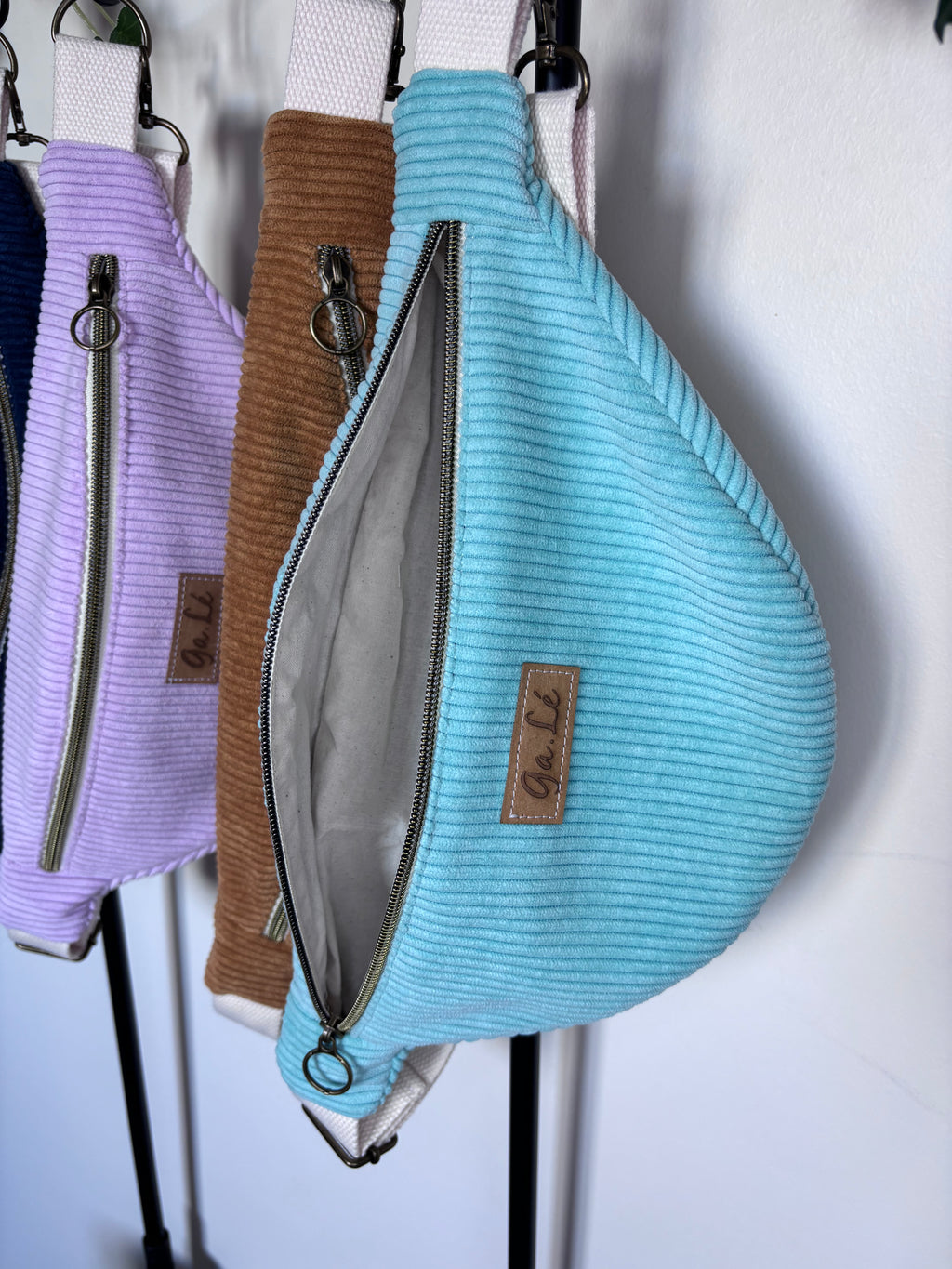 Sac banane velours sangle écrue