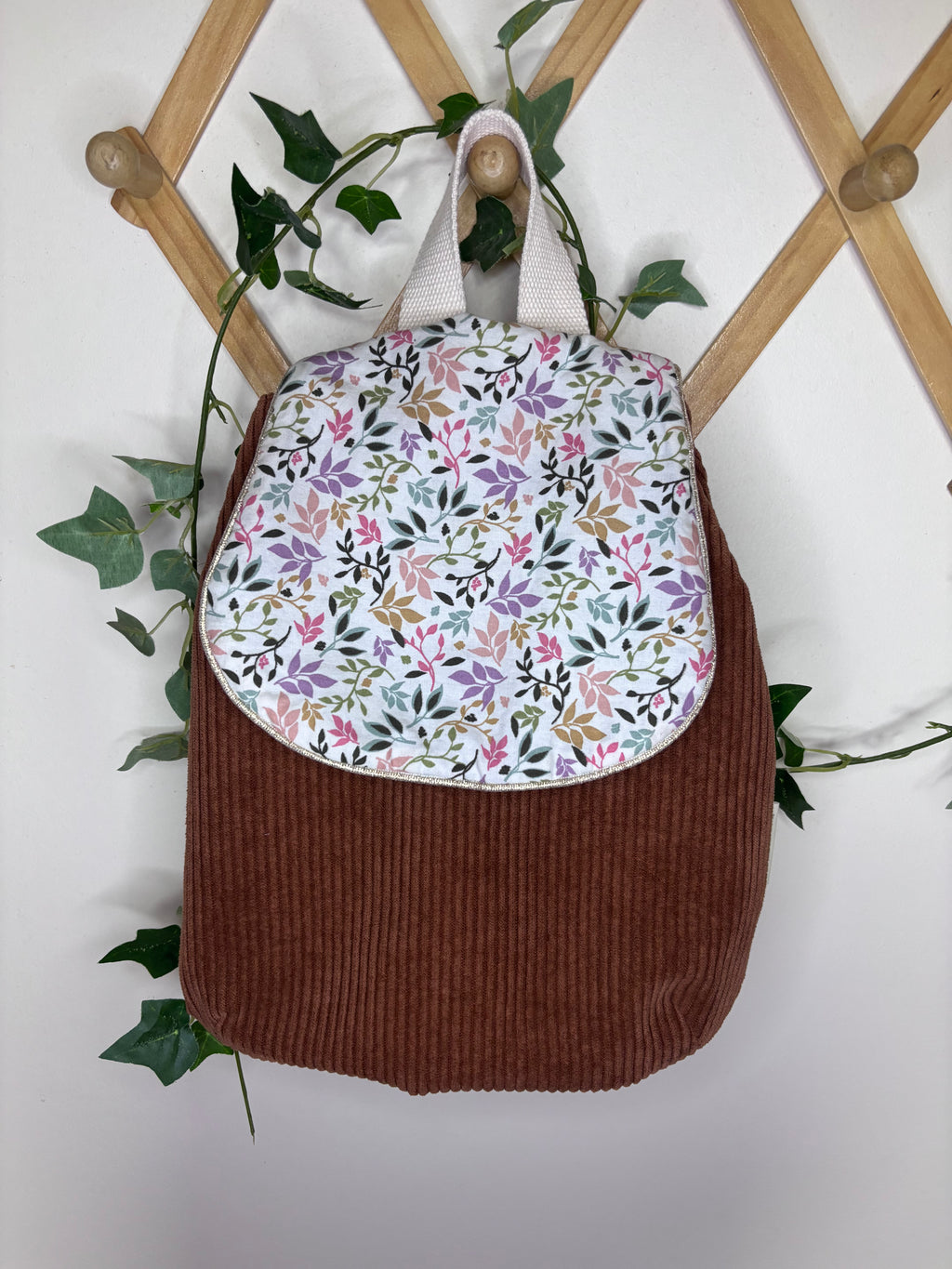 Sac à dos rouille fleuri