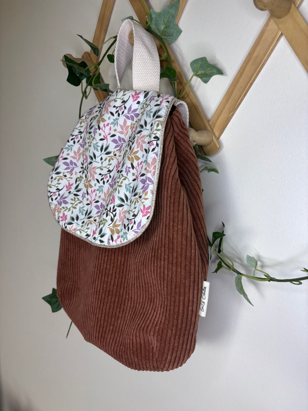 Sac à dos rouille fleuri