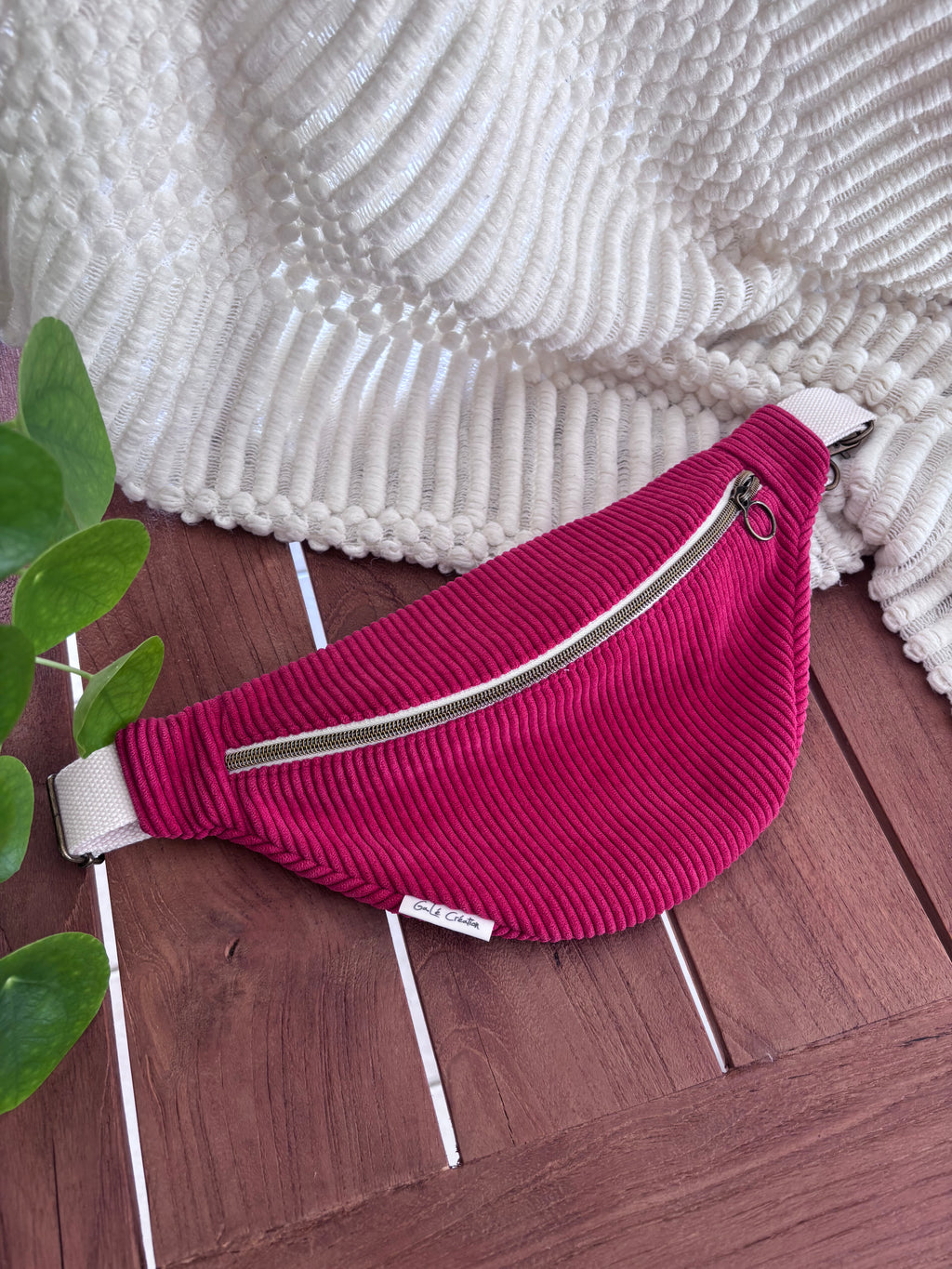 Sac banane velours côtelé rouge