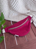 Sac banane velours côtelé rouge