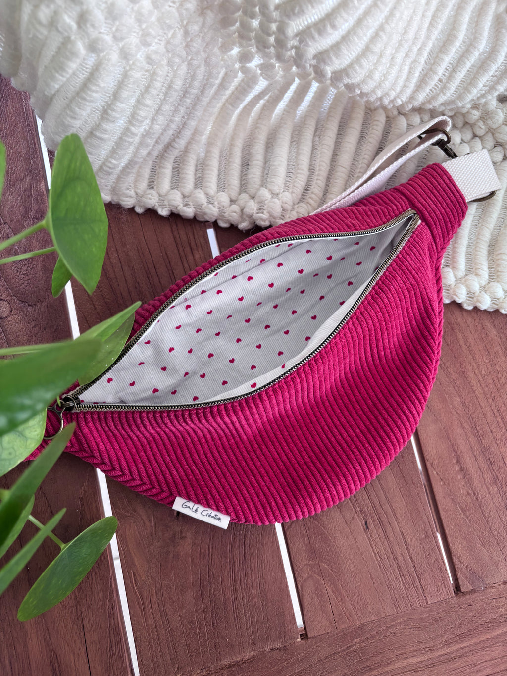 Sac banane velours côtelé rouge