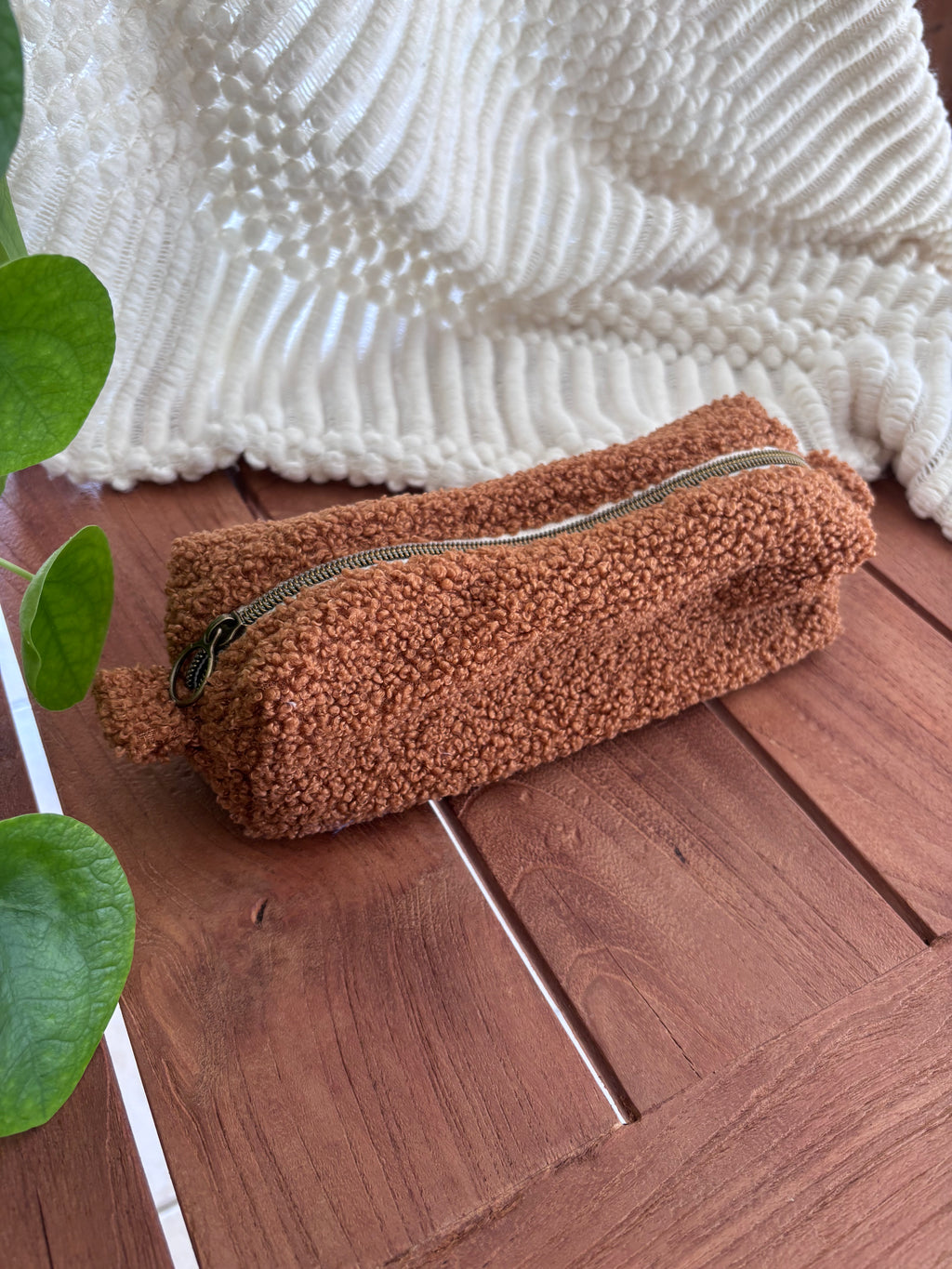 Trousse à crayons teddy marron