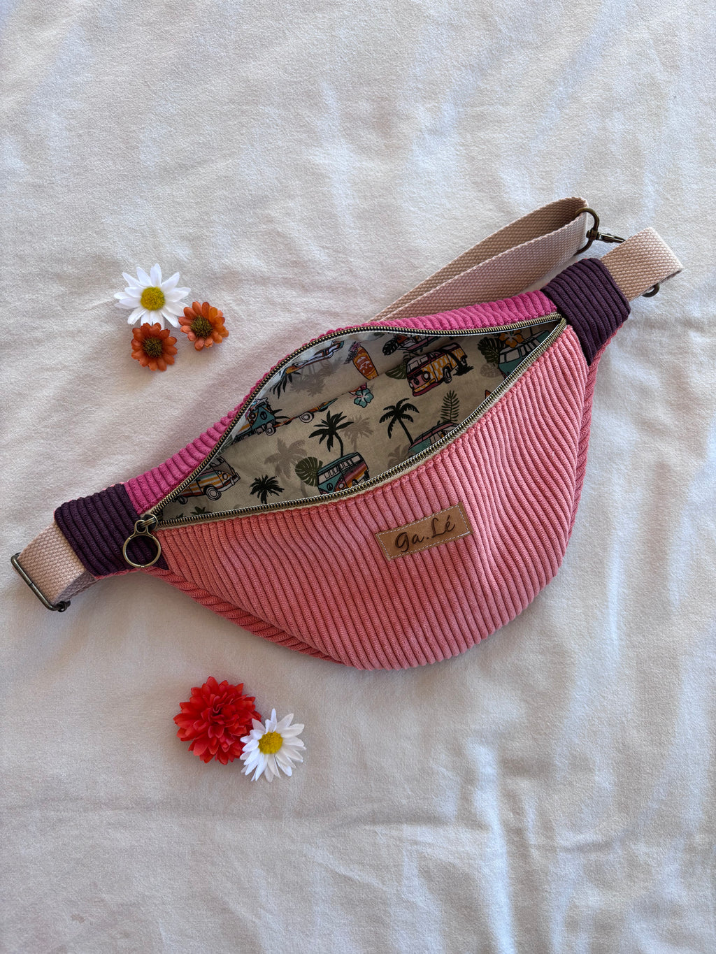 Sac banane velours tricolore
