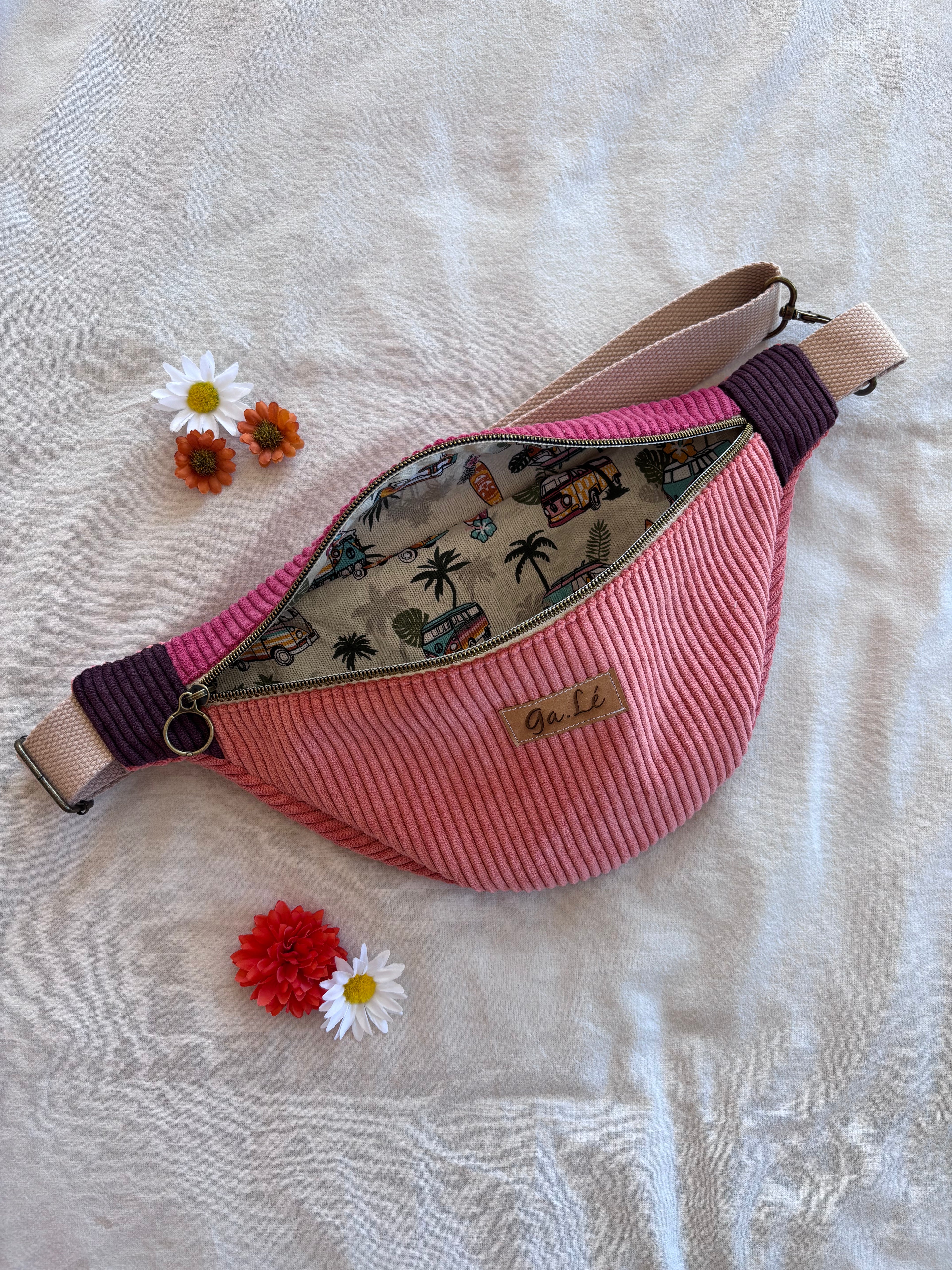 Sac banane velours tricolore
