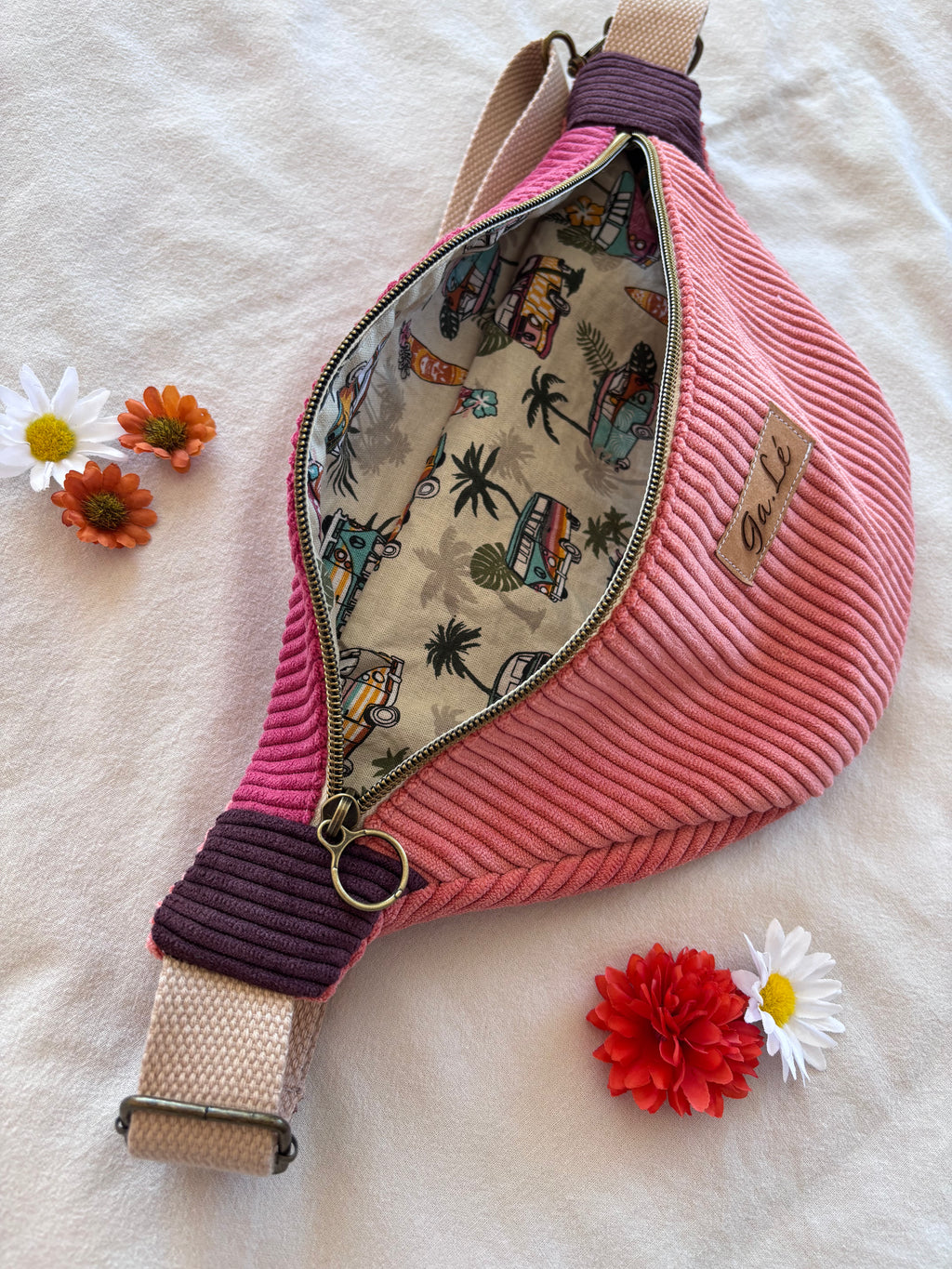 Sac banane velours tricolore