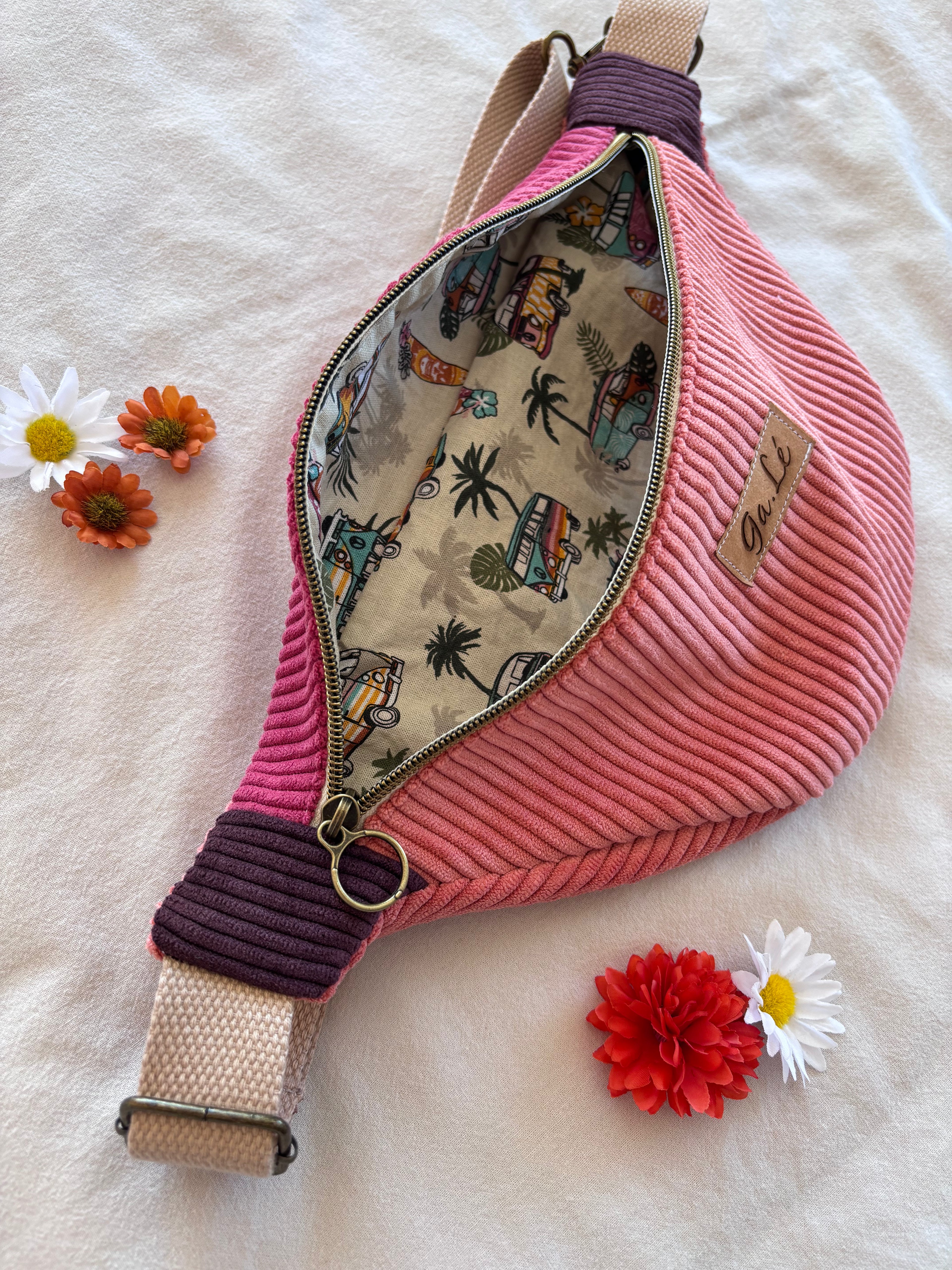 Sac banane velours tricolore