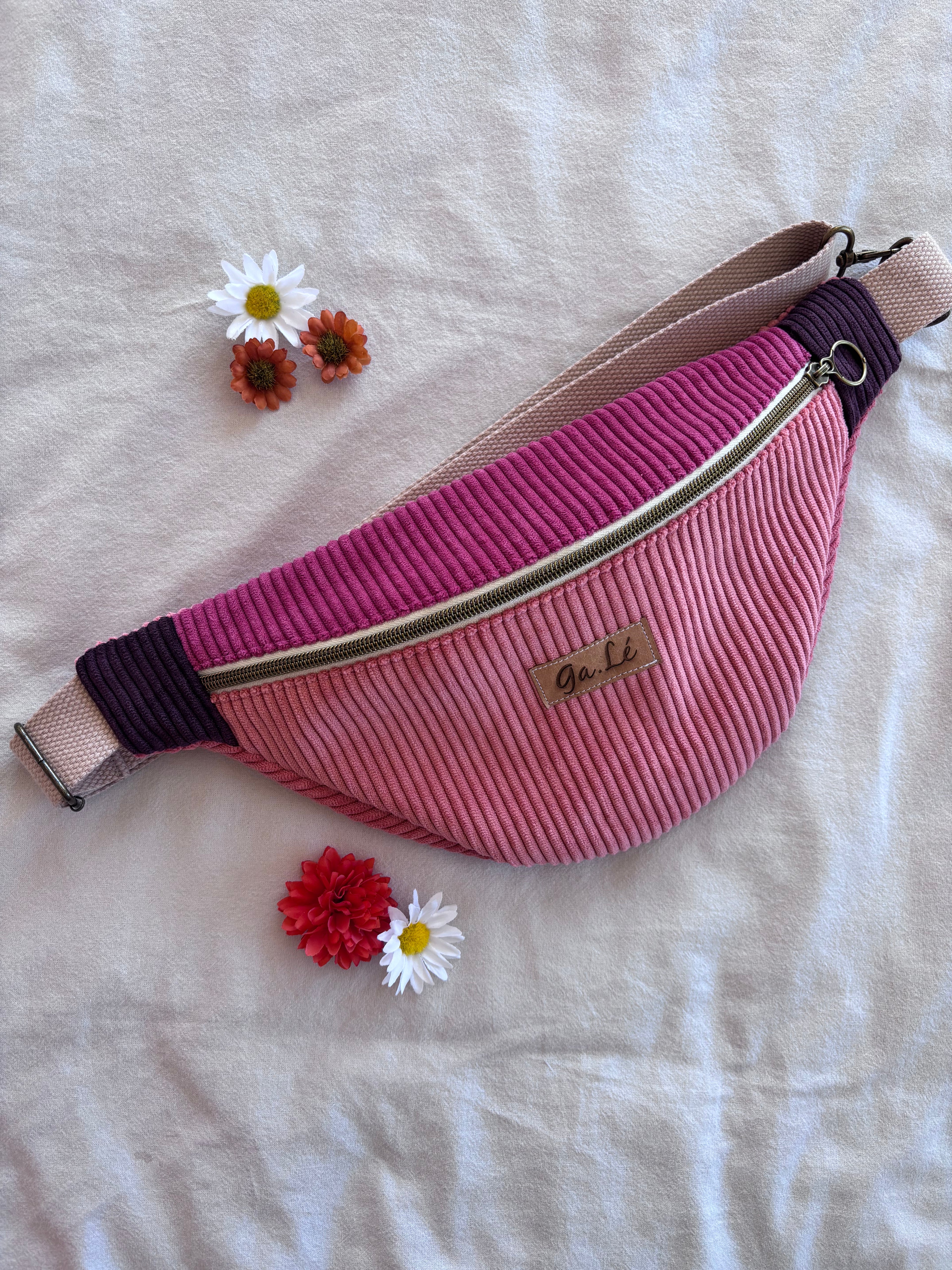 Sac banane velours tricolore