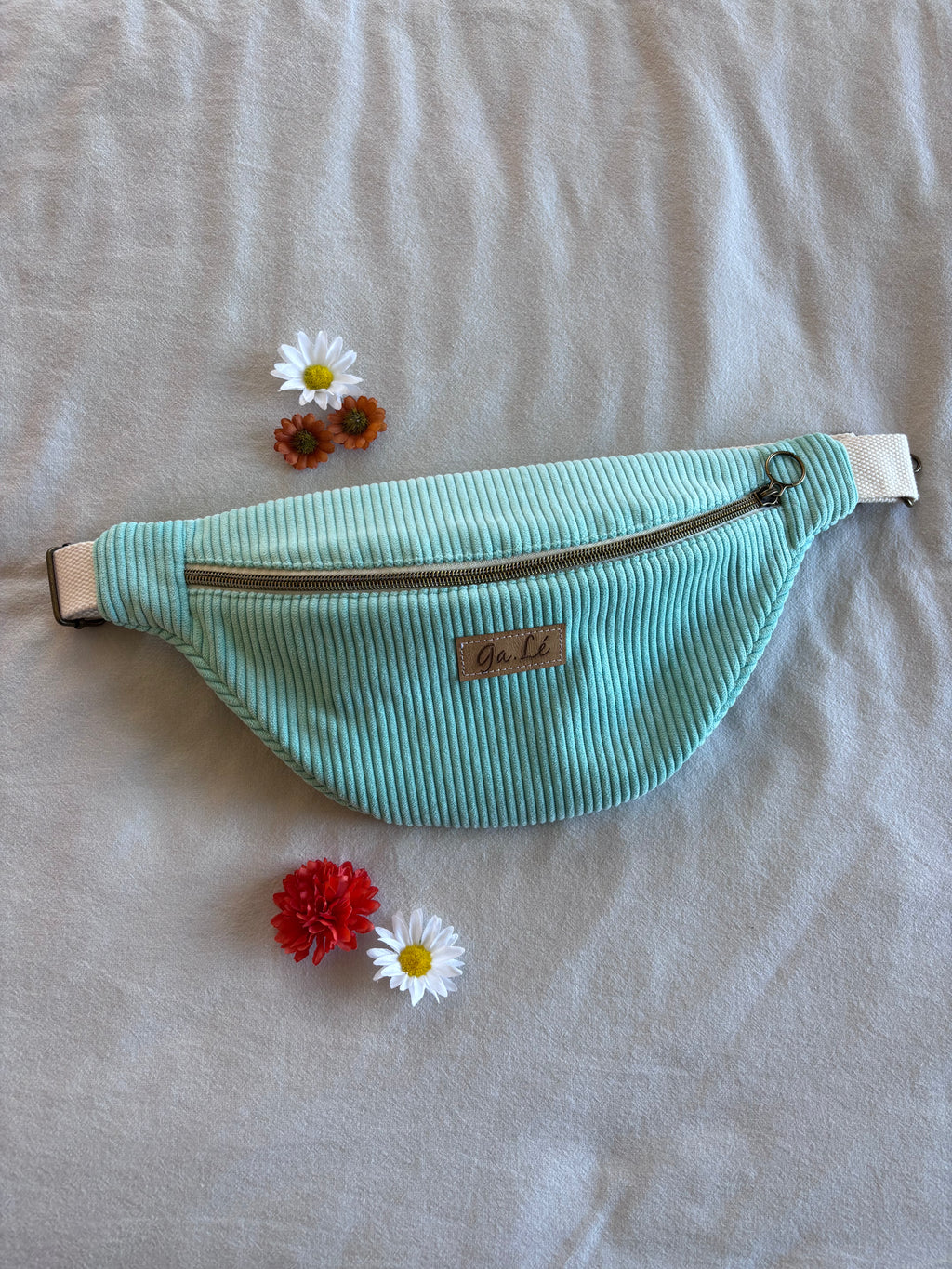 Sac banane velours menthe