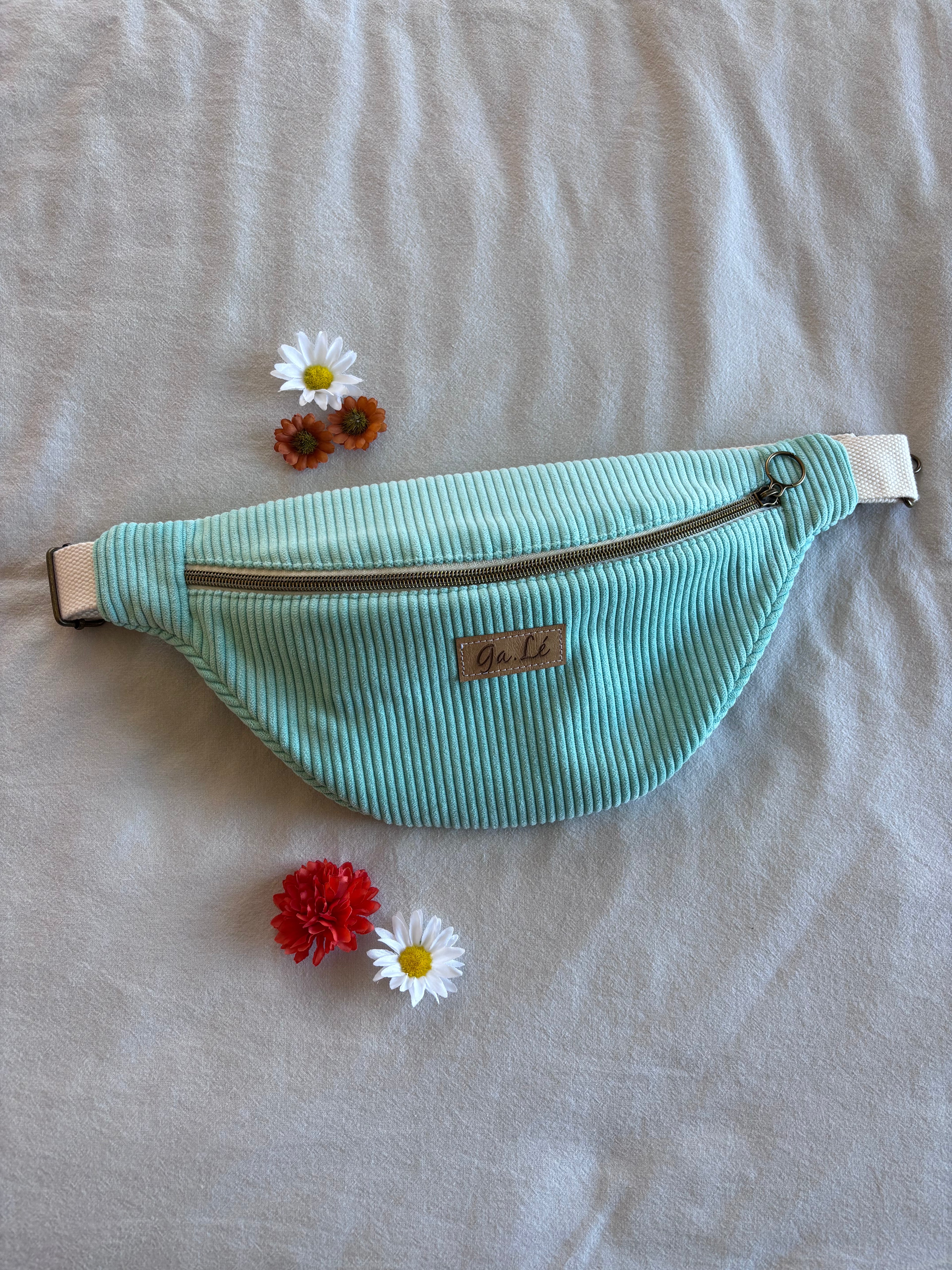 Sac banane velours menthe