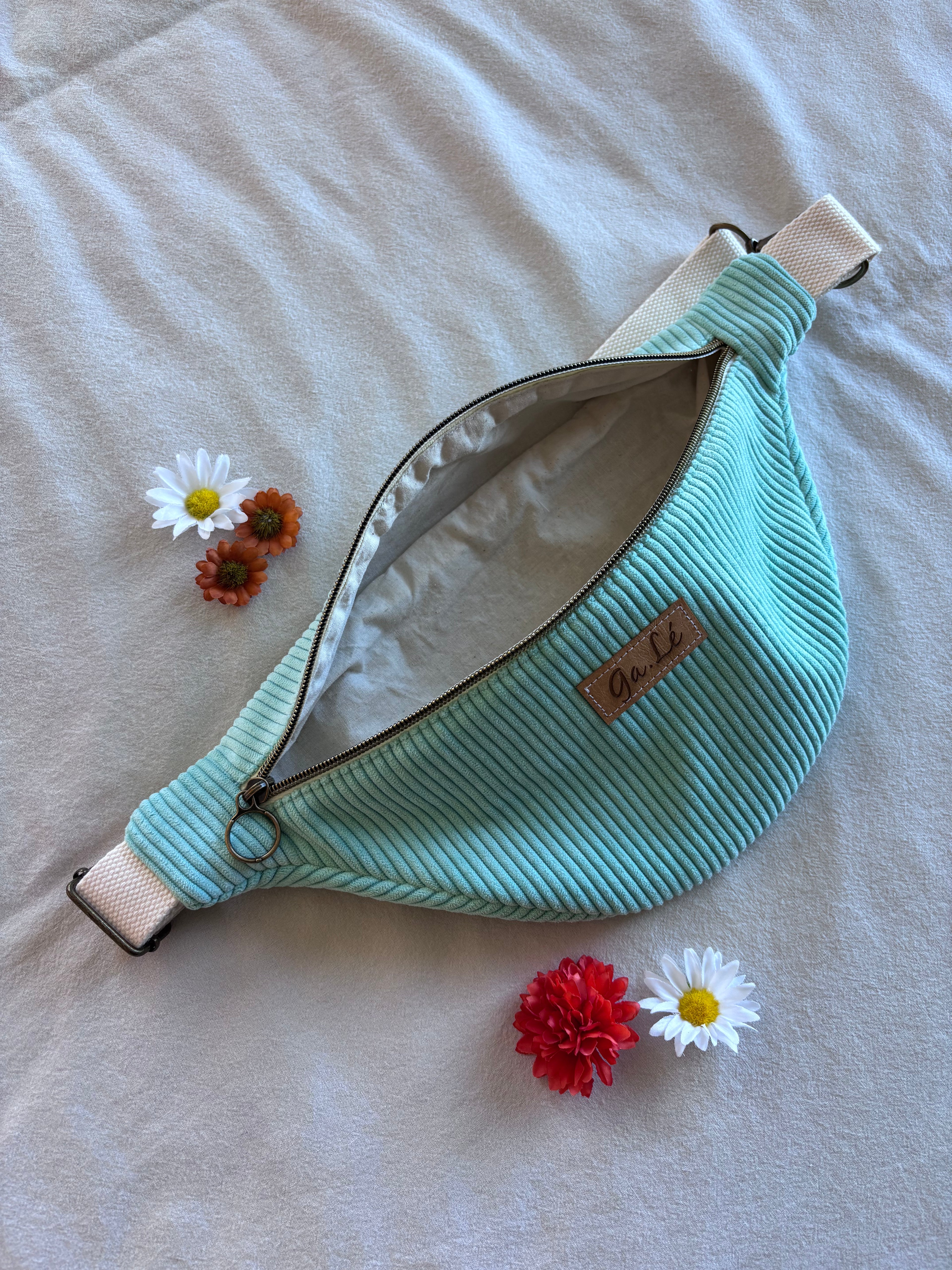 Sac banane velours menthe