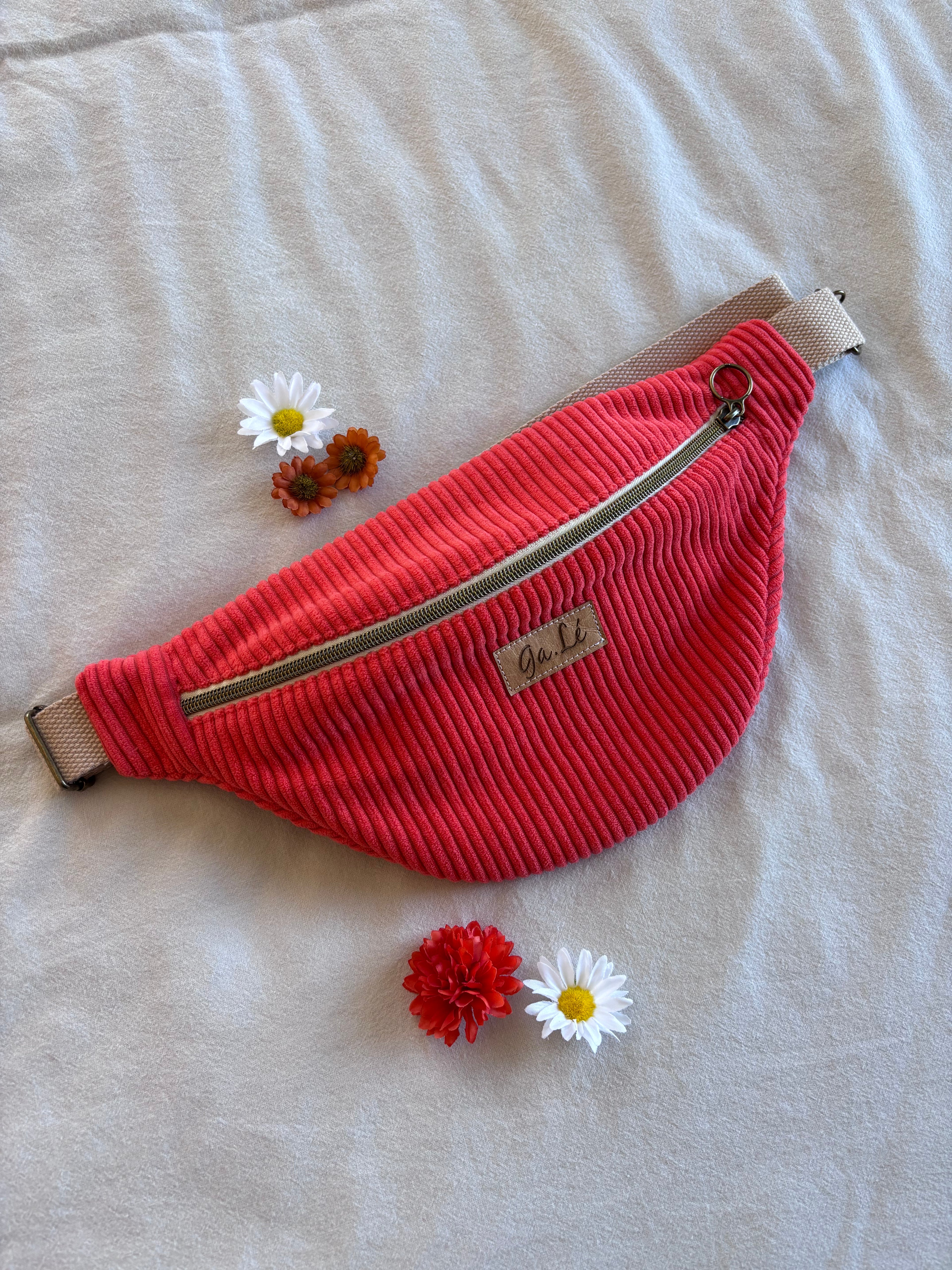 Sac banane velours orange fluo