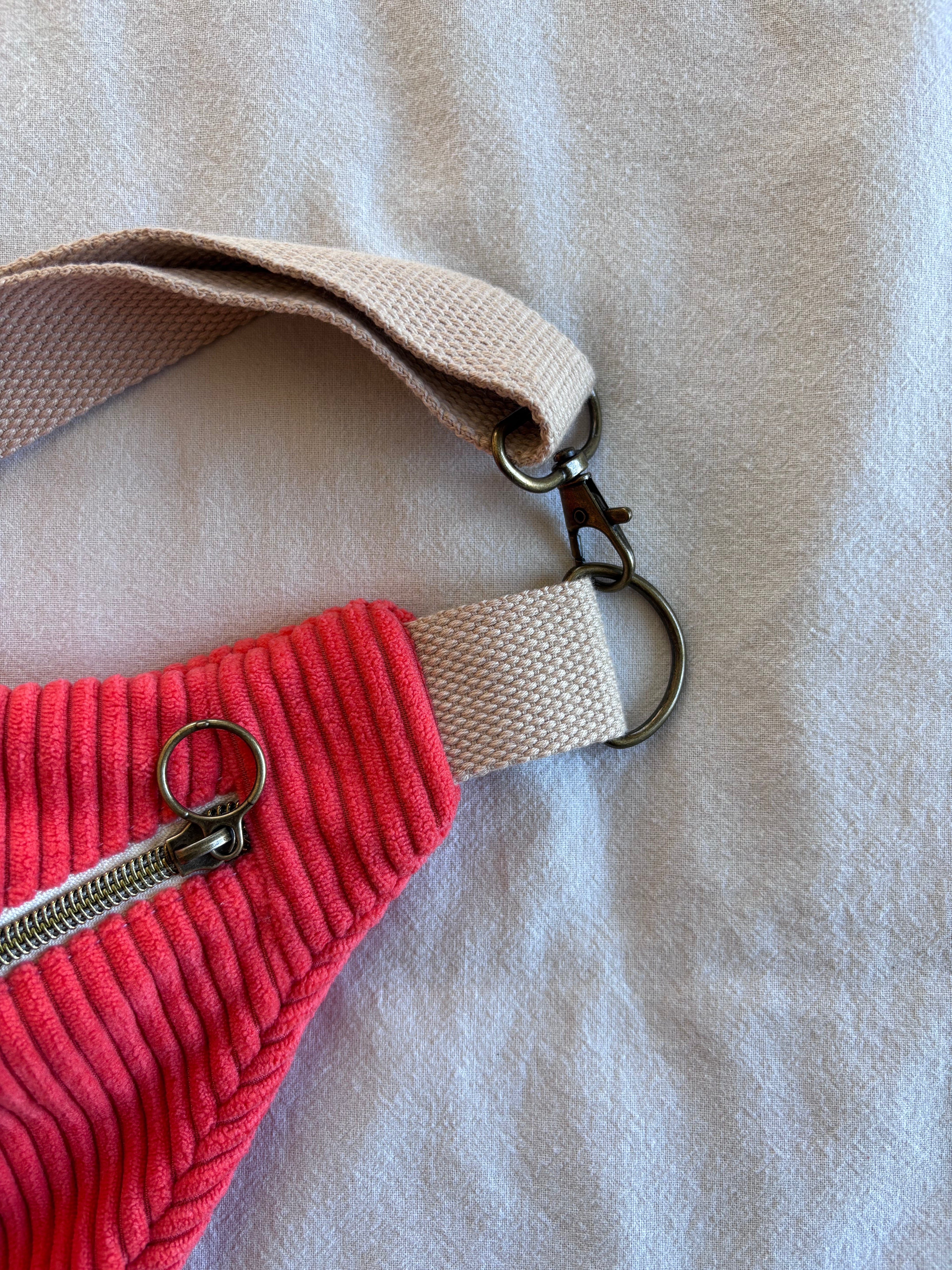 Sac banane velours orange fluo