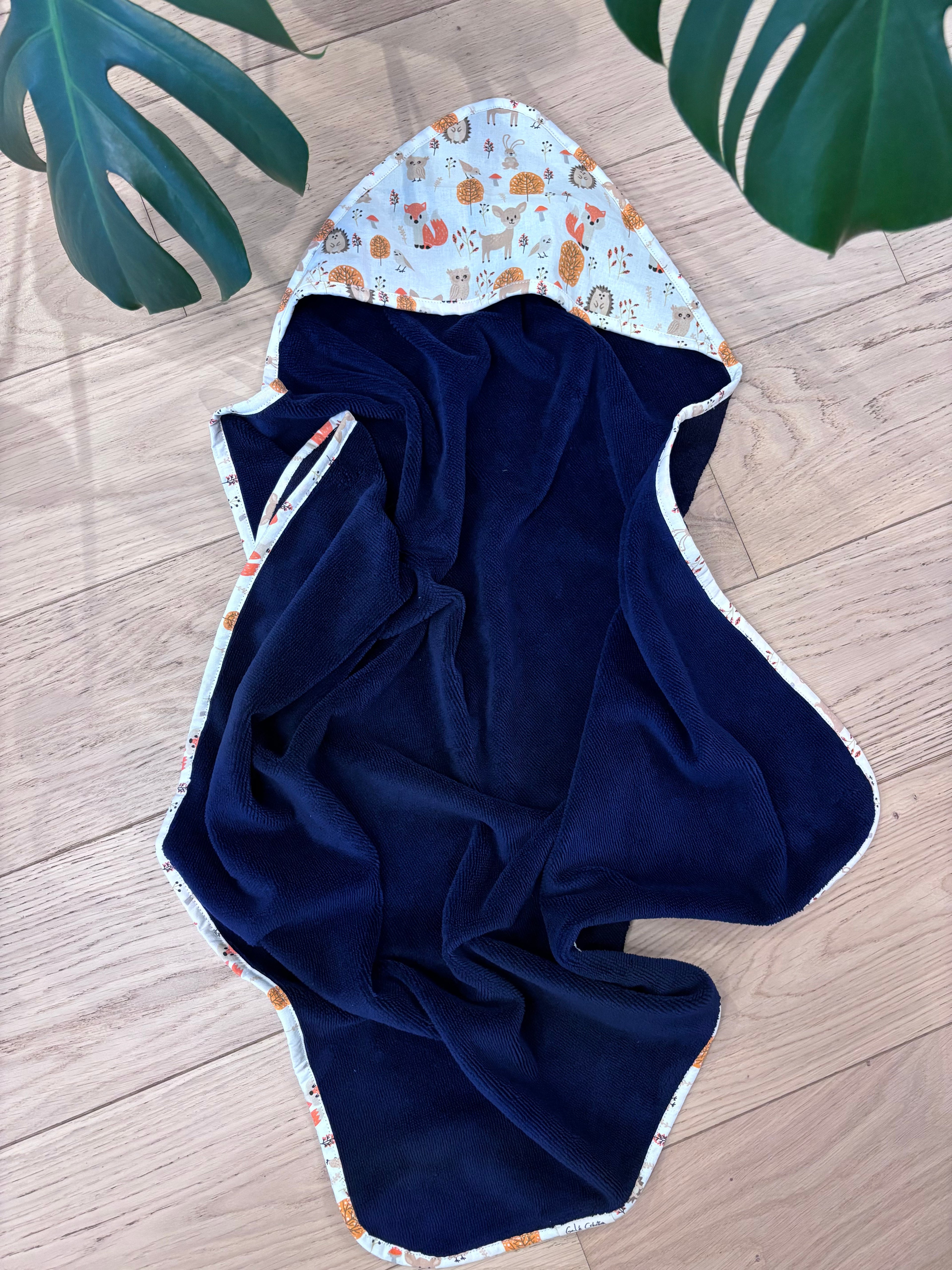 Cape de bain bleu marine/renard