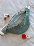 Sac banane toile tissée bleue