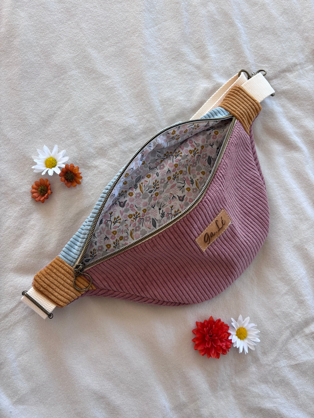 Sac banane velours tricolore