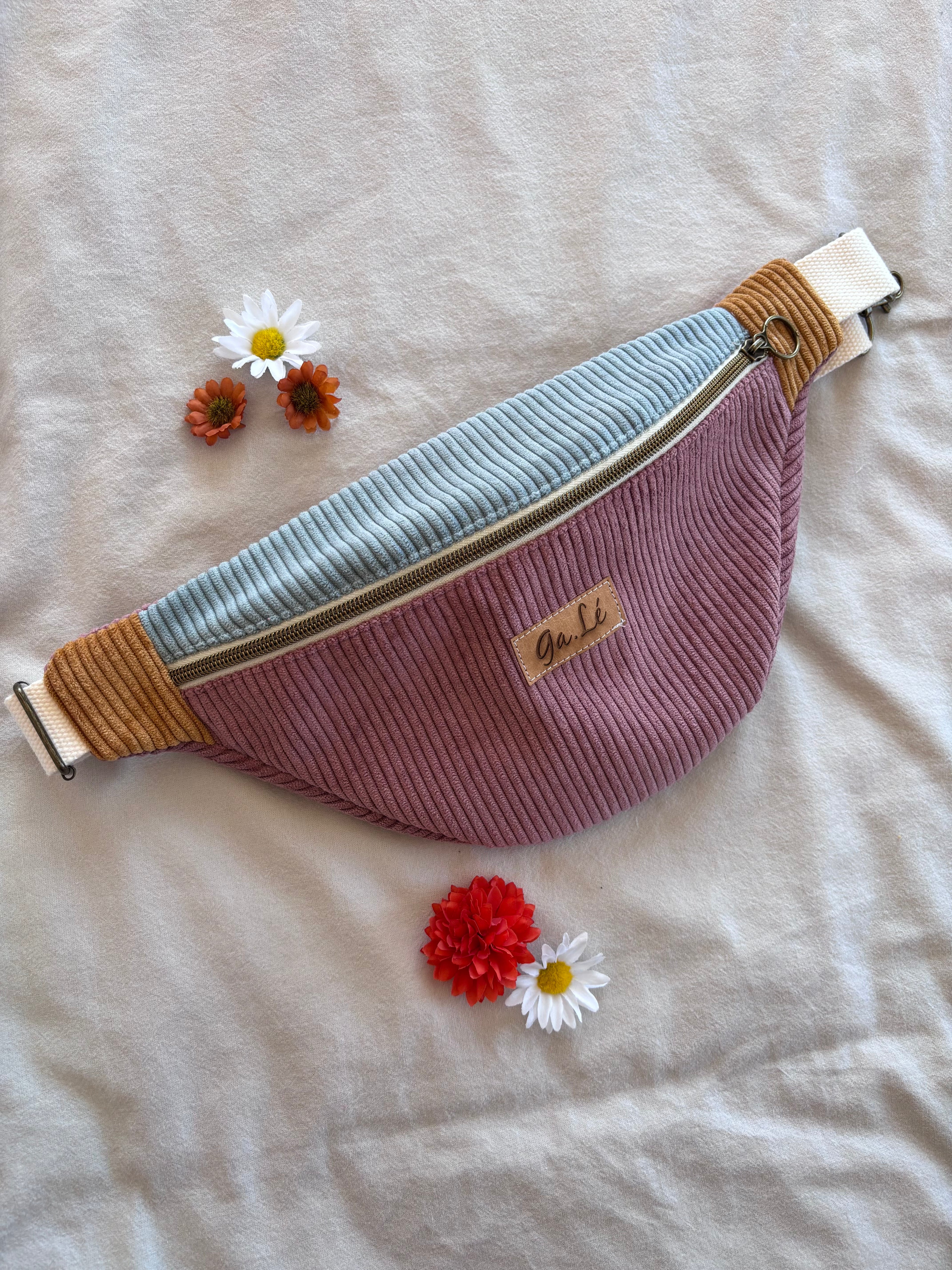 Sac banane velours tricolore