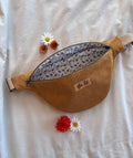 Sac banane velours moutarde