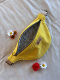 Sac banane velours jaune fluo