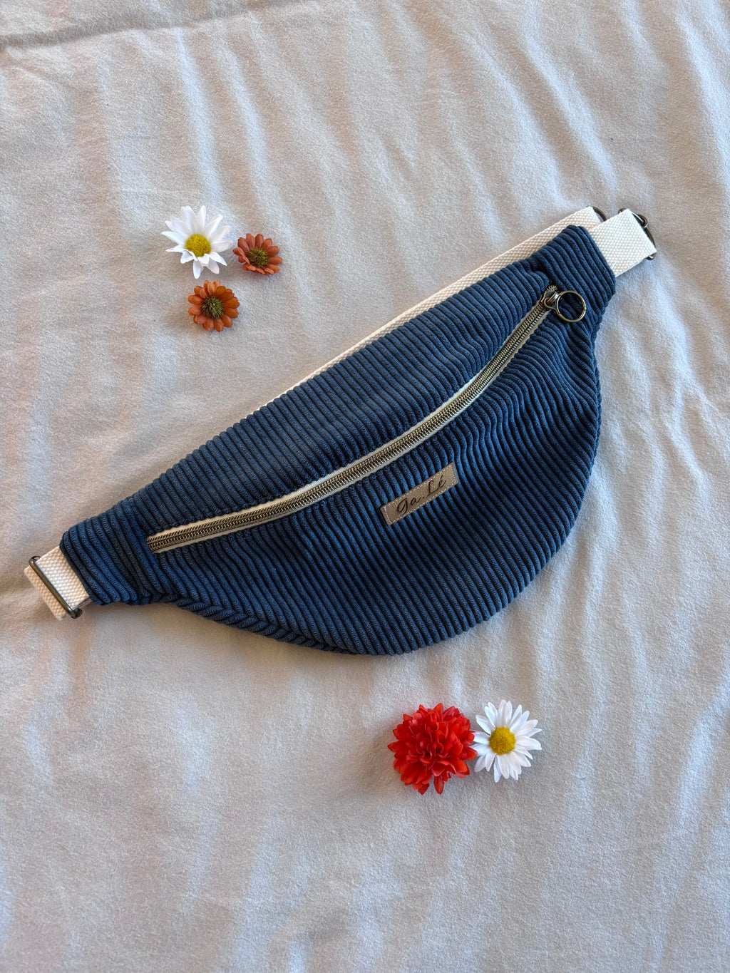 Sac banane velours bleu marine