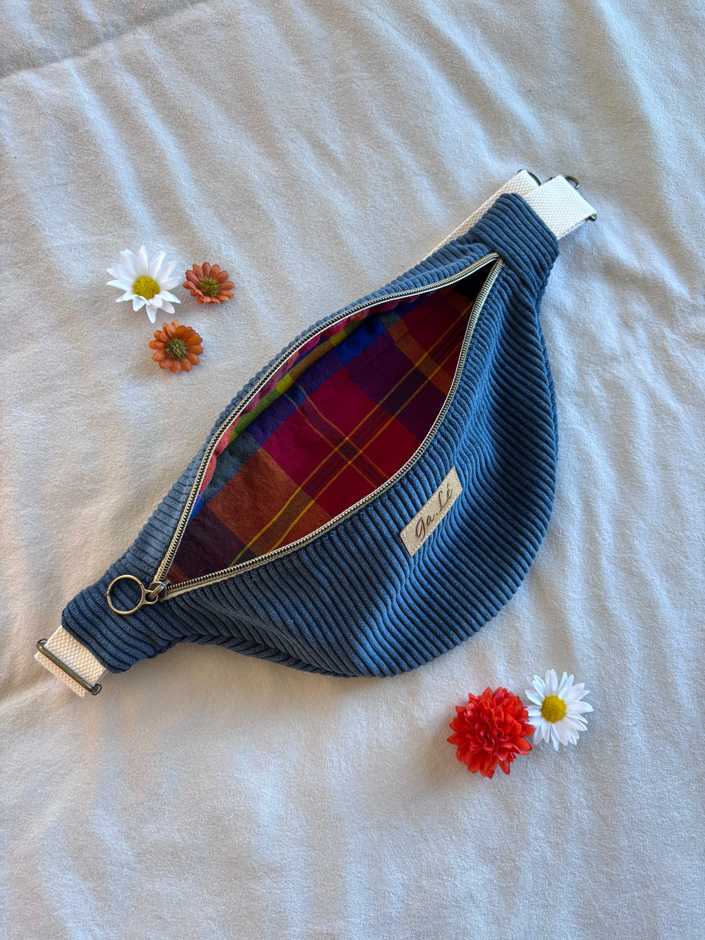 Sac banane velours bleu marine